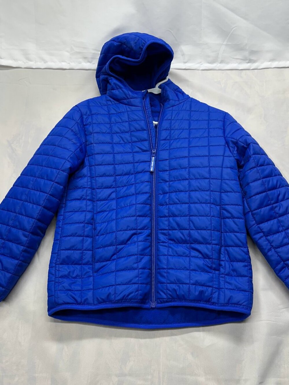 Cat & Jack Kids Large 10/12 Hooded Puffer Jacket Blue Fleece Lined Winter Coat N